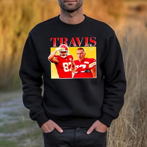 Travis Kelce Vintage Sweatshirt Retro Kansas City Chiefs 90s NFL Football Fan 79 - Picture 1 of 5